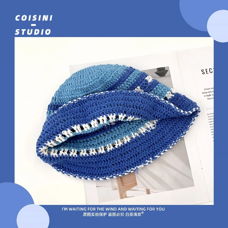 เกาหลีแฟชั่นตัดกันลายถักหมวกผู้หญิงฤดูใบไม้ผลิและฤดูร้อนอเนกประสงค์ครีมกันแดด Breathable ผู้ชายหมวก