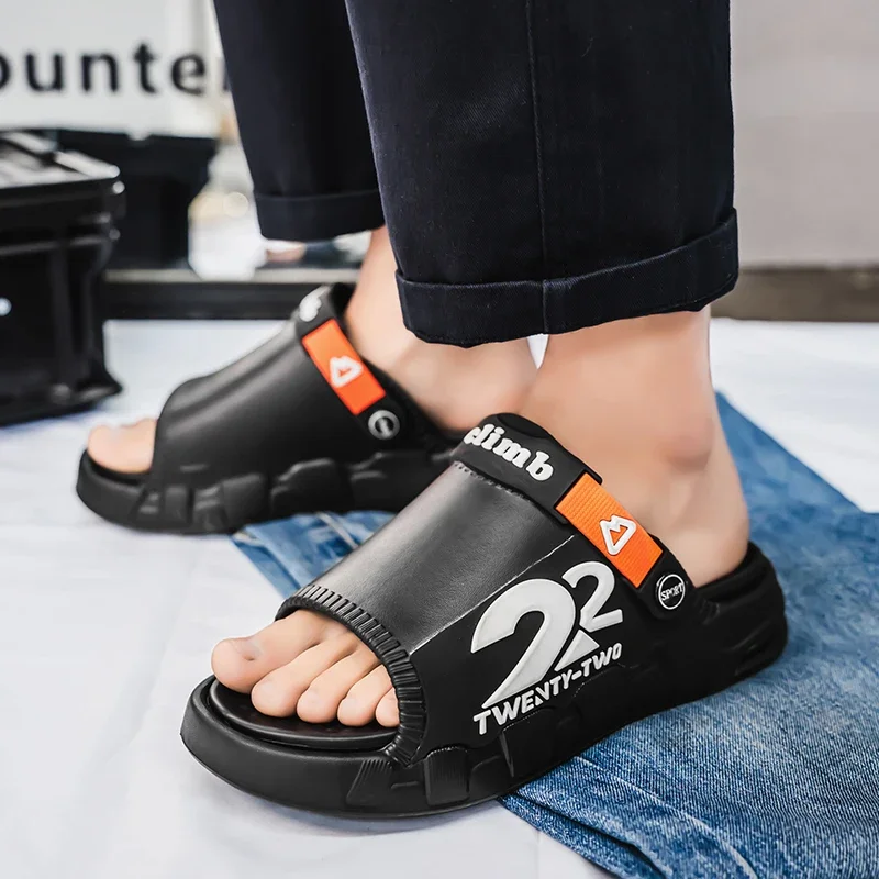

Новые мужские тапочки, летние шлепанцы на платформе с мягкой подошвой из ЭВА, сандалии для дома и улицы, прогулочная пляжная обувь, шлепанцы, мужская обувь