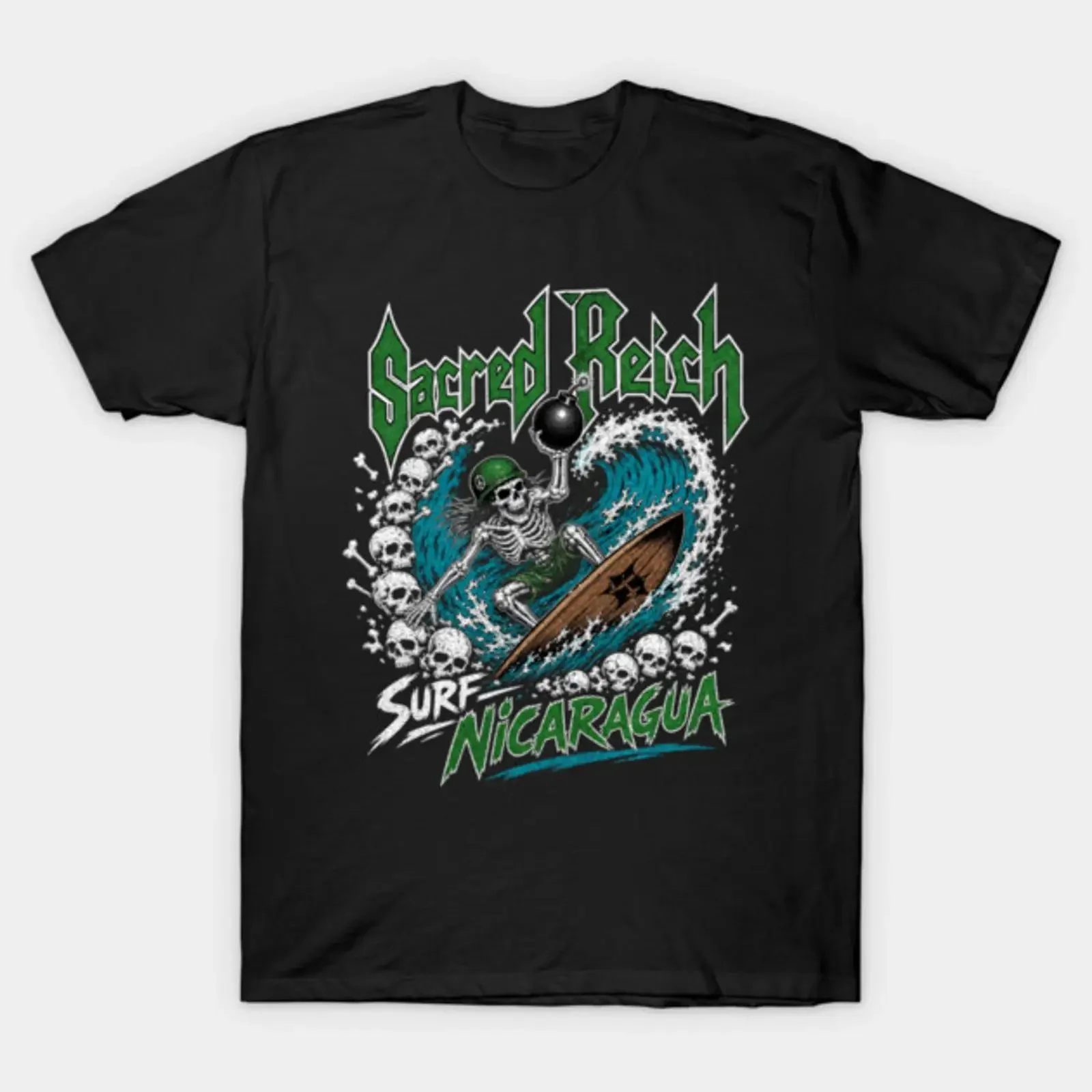 Sacred Reich Surf Nicaragua Thrash Metal Design T Shirt vintage Washed designer clothes Soft Unisex Slightly graphic Versatile