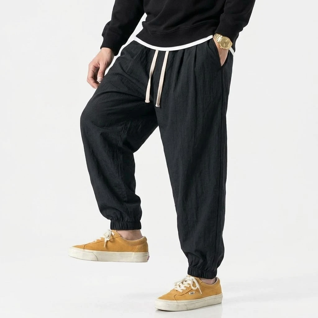 Men's Korean Streetwear Joggers Casual Harem Sport Pants Loose Fit Sweatpants Breathable Drawstring Hiking Trousers for Men