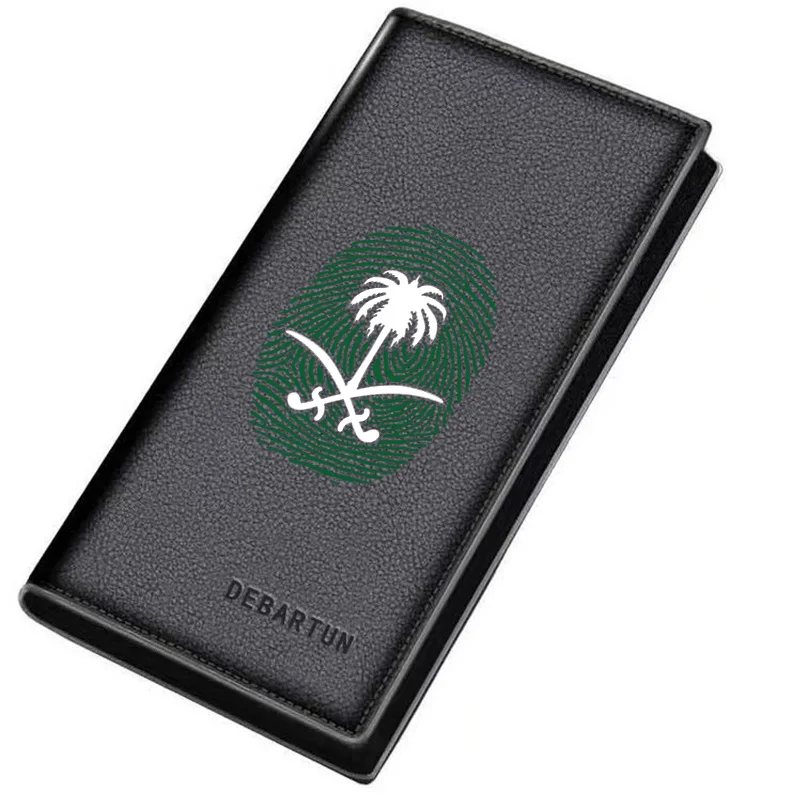 Palm tree swords fingerprint design green Men's Long Wallets Business Stylish Printing Design Casual Use Christmas Valentine's F