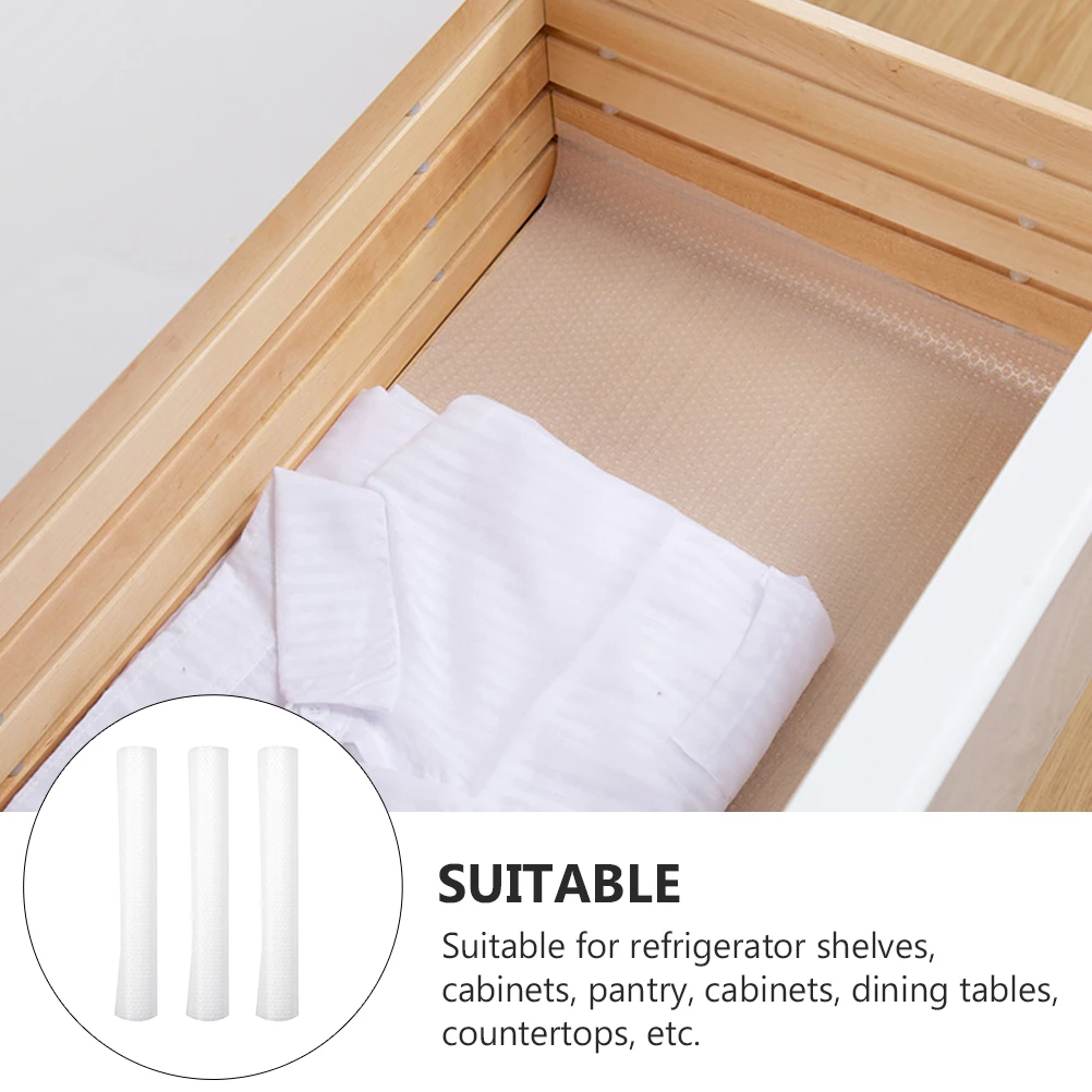 

3 Rolls Oil-proof Pad Paper Cabinet Drawer Liners EVA Translucent Mats Cushions Refrigerator Wardrobe Kitchen Cabinets