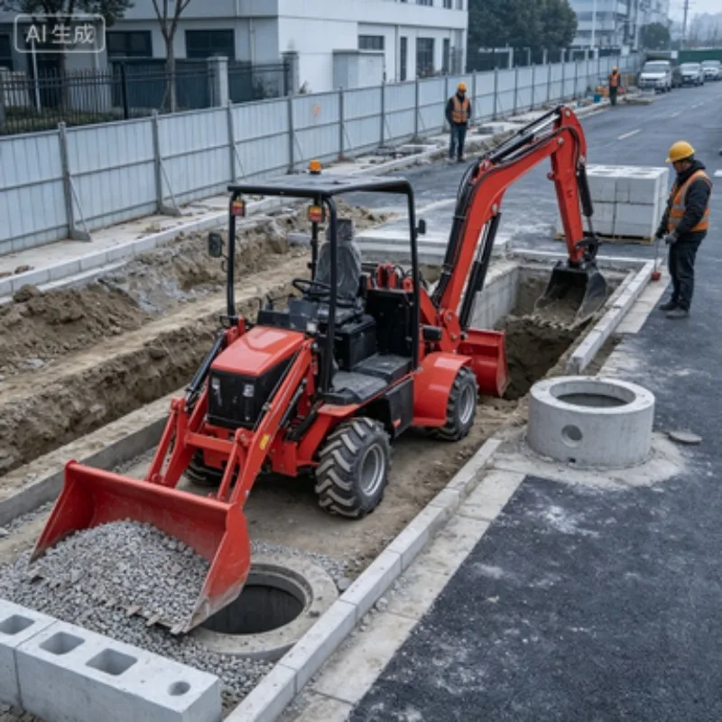 excavator loader Multi-functional Garden and Orchard Backhoe Loader, Small Four-wheel Drive Two-end Busy Loader