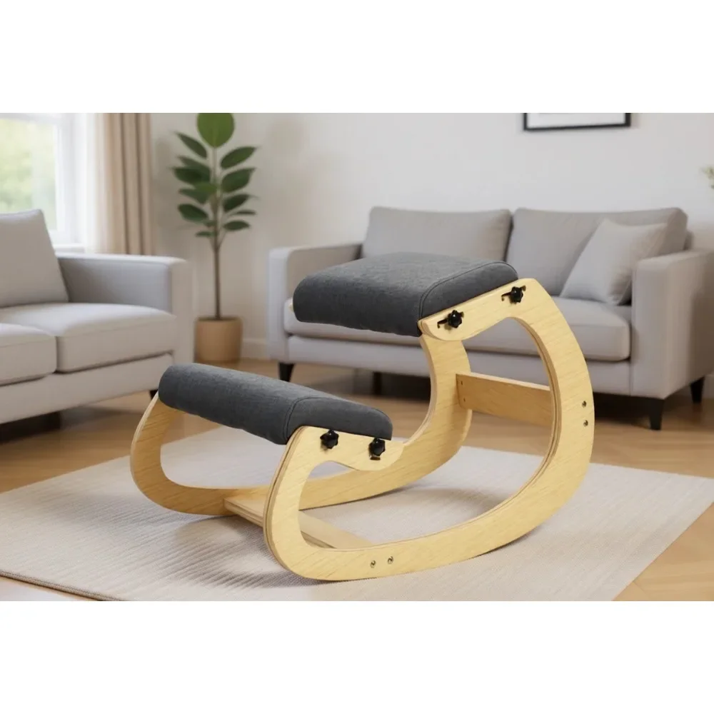 Adjustable Swing Kneeling Chair, High-Capacity Rocking Knee Chair for Posture Correction and Back Pain Relief