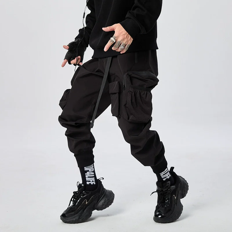 Men's Tactical Cargo Pants 2025 New Streetwear Joggers with Multi-Pockets Black Utility Work Pants Elastic Waist Casual Trousers