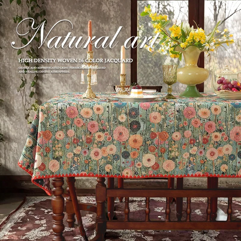 

New Rural Style Table Cloth Dustproof Household Dining Table Cloth Rectangular Wear-resistant and High Temperature Resistant