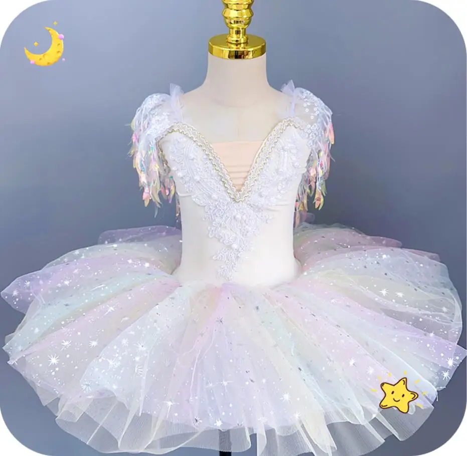 

Kids Sequined tassels Ballroom Clothing Children Modern Dance Wear Tutu Dress Girls Jazz Dance Party Dresses Dance Costume