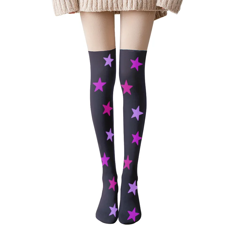 2025, Halloween-Accessoires, Lolita-bedruckte Overknee-Socken mit langem Bein, gepaart mit hochgeschlossenen Röcken für Mädchen, süße Strumpfhosen, COS-Unterseite