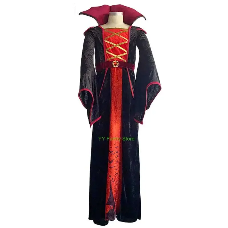 เด็ก Miss Vamp เด็กผู้หญิงเด็กโกธิคฮาโลวีนคลาสสิกเครื่องแต่งกายแวมไพร์ชายหญิงเครื่องแต่งกายที่น่ากลัว