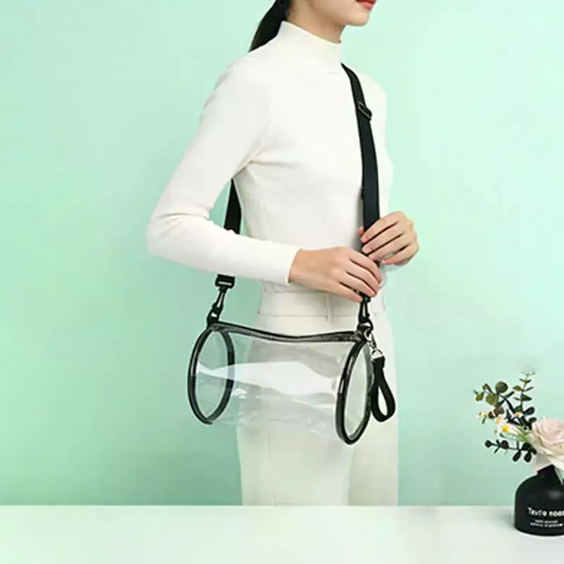 Transparent Laser Crossbody Bag For Women Cylindrical Fashion Mini Shoulder Messenger Bag PVC Jelly Small Tote Bag view 3
