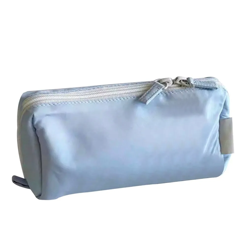 Simple Solid Color Pen Bag Large Capacity Dirty-proof Stationery Bag Double Zipper Design Pencil Case Gift