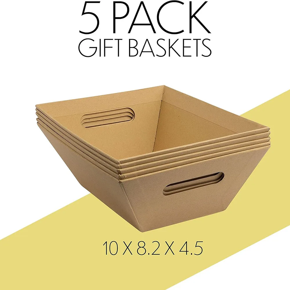 8x10” Empty Kraft Baskets Handles for Gifts Small Gift Basket for Christmas,Wedding, Holiday, Anniversary, Display, Montessori