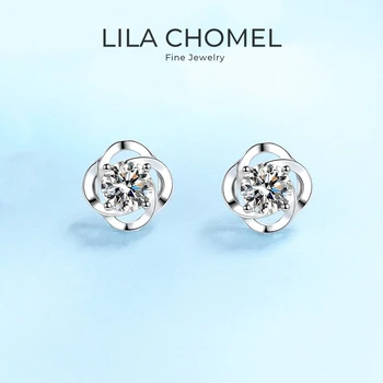 Wife Birthday Gift 18K White Gold Girl Valentine's Day 0.3/0.5CT VVS D Color Moissanite Diamond Women PT950 Wedding Earrings