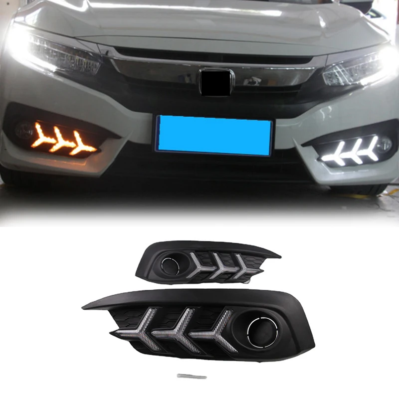 

Gobison Auto Lighting System With Turning Signal Light Led Fog For Honda Civic Daytime Running Light