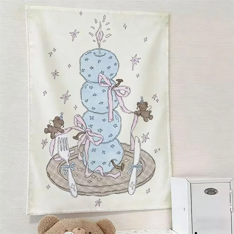 VIKAMA Goldfish Umbrella Pattern Ins Tapestry Cute Background Cloth Suitable For Bedroom And Living Room Wall Decoration