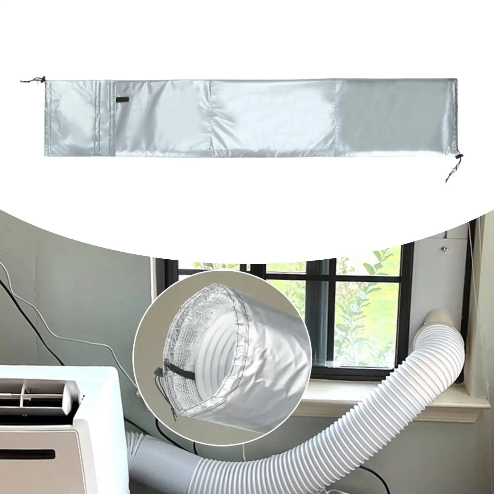 AC Hose Insulation Sleeve Waterproof Insulated Hoses Portable with Drawstrings Air Conditioner Hose Cover Wrap