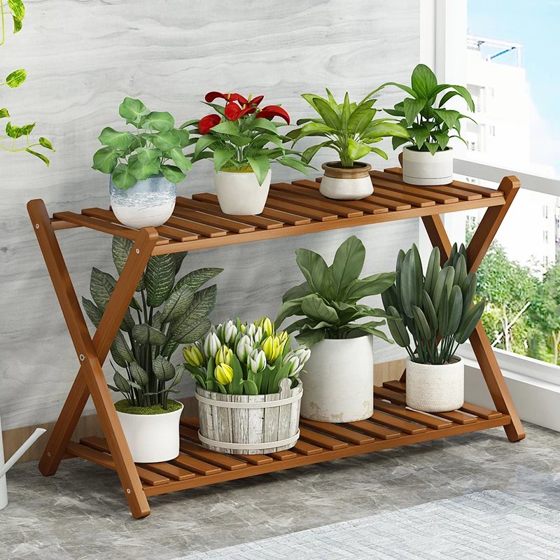 Indoor Window Plant Shelves Flower Shelf Balcony Floor Type Solid Wood Plant Shelves Living Room Garden Furniture Scaffale FYPS