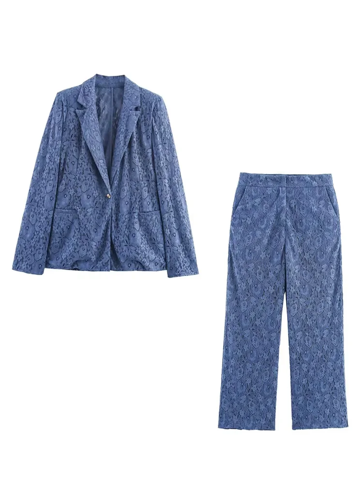 HH, chaqueta de traje de encaje con un botón y bolsillo con solapa de manga larga a la moda para mujer + pantalones cortos ajustados de cintura alta con cremallera, conjunto de 2 piezas