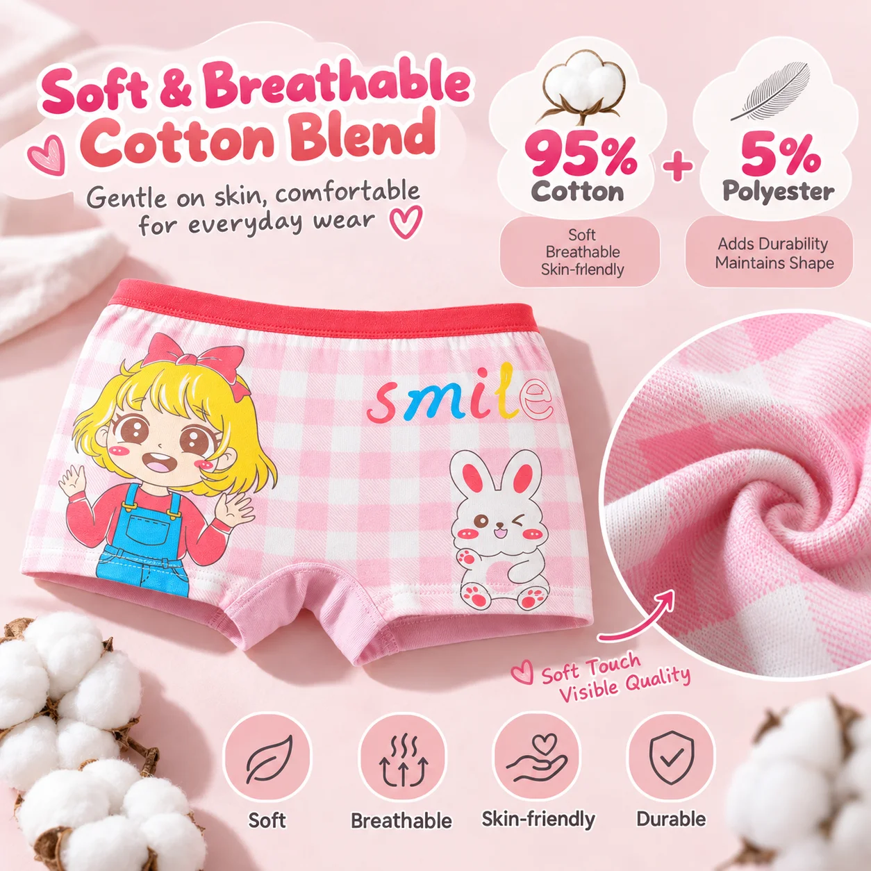4-Pack Children Cotton Underwear Adorable Beautiful Princess Character Cartoon Girls Panties Breathable Toddler Girls' Boyshorts