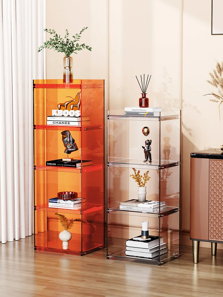 Acrylic storage rack, bathroom, multi-layer storage cabinet, household bookshelf, transparent floor display cabinet