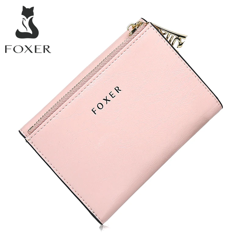 

FOXER Brand PU Women's Short Wallet Fashion Card Holder Thin Coin Bag Female Small Clutch Purse Mini Wallet