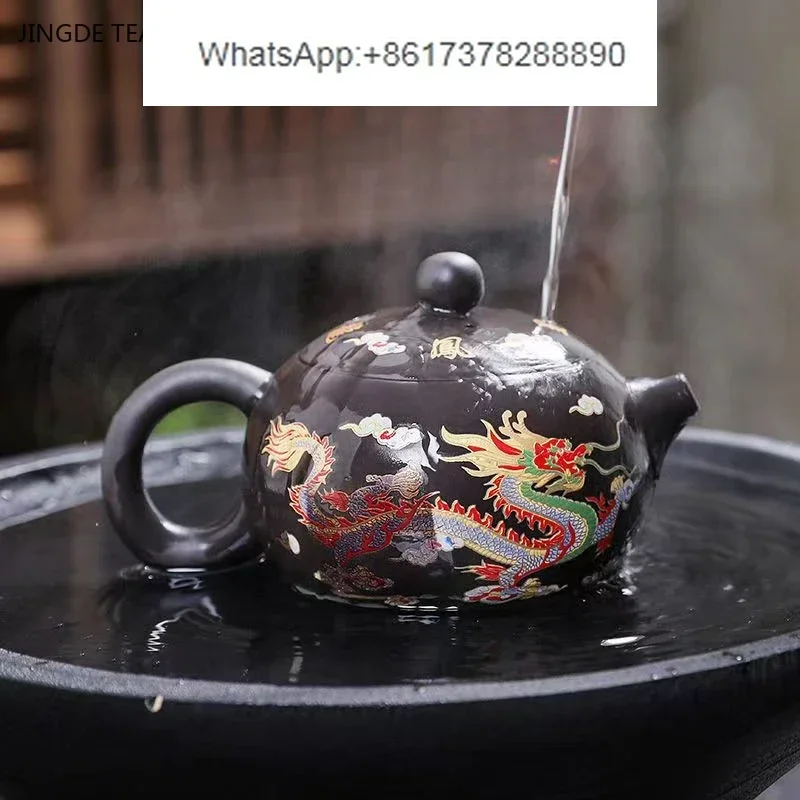 225ml Wenlan Zisha teapot for household dragon and phoenix tea color changing teapot and hot tea