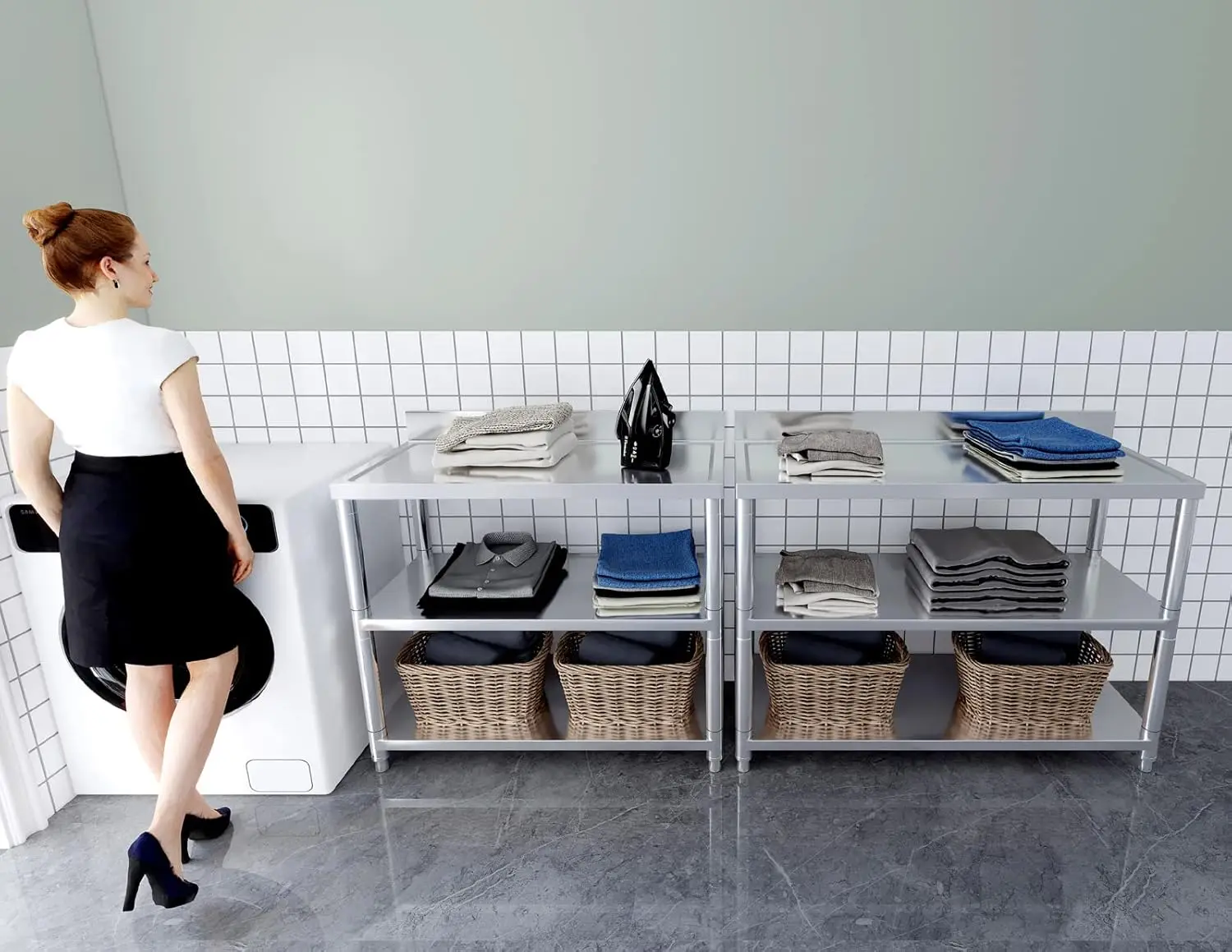 Heavy Duty Free Standing Stainless-Steel Commercial Restaurant Kitchen Work Table, Prep & Utility Workbench with Double Storage