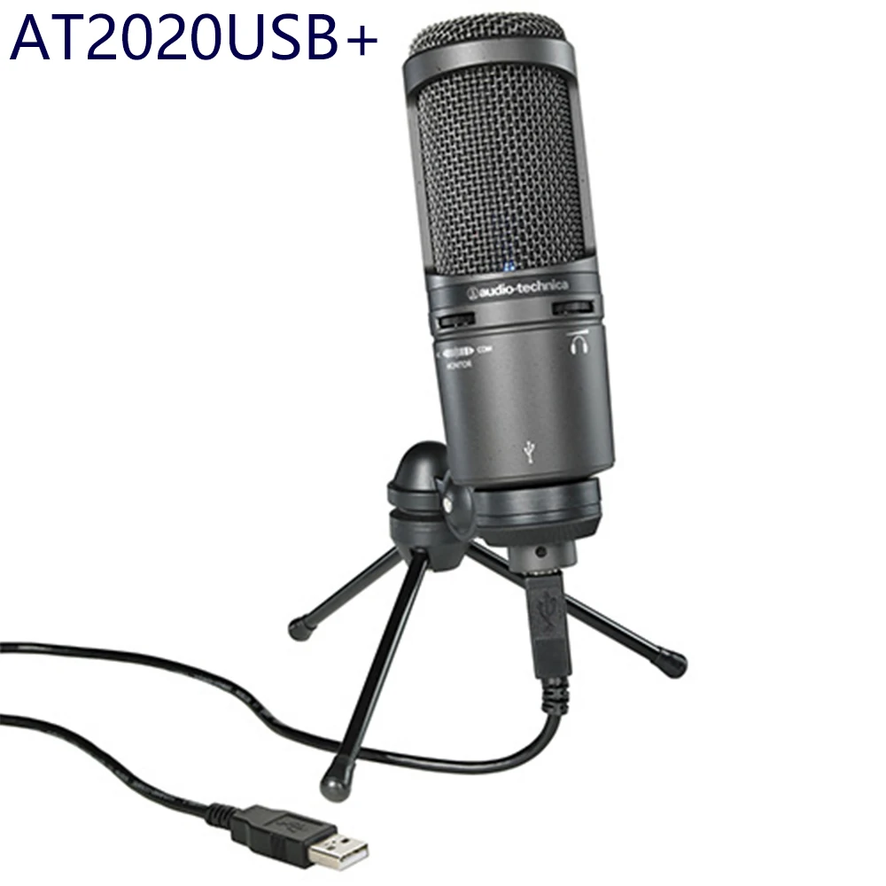 

AT2020USB+ Audio Technica Condenser USB Microphone Live Singing Mobile MIC for Recording Podcasting,With foldable tripod
