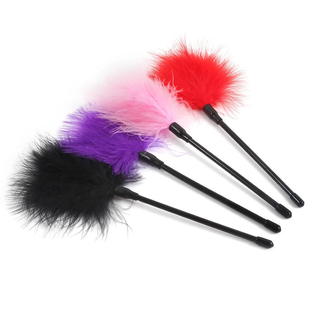 28cm Genuine Feather Horse Whip,Polyester Handle Paddle,Cosplay Performance Props Costumes