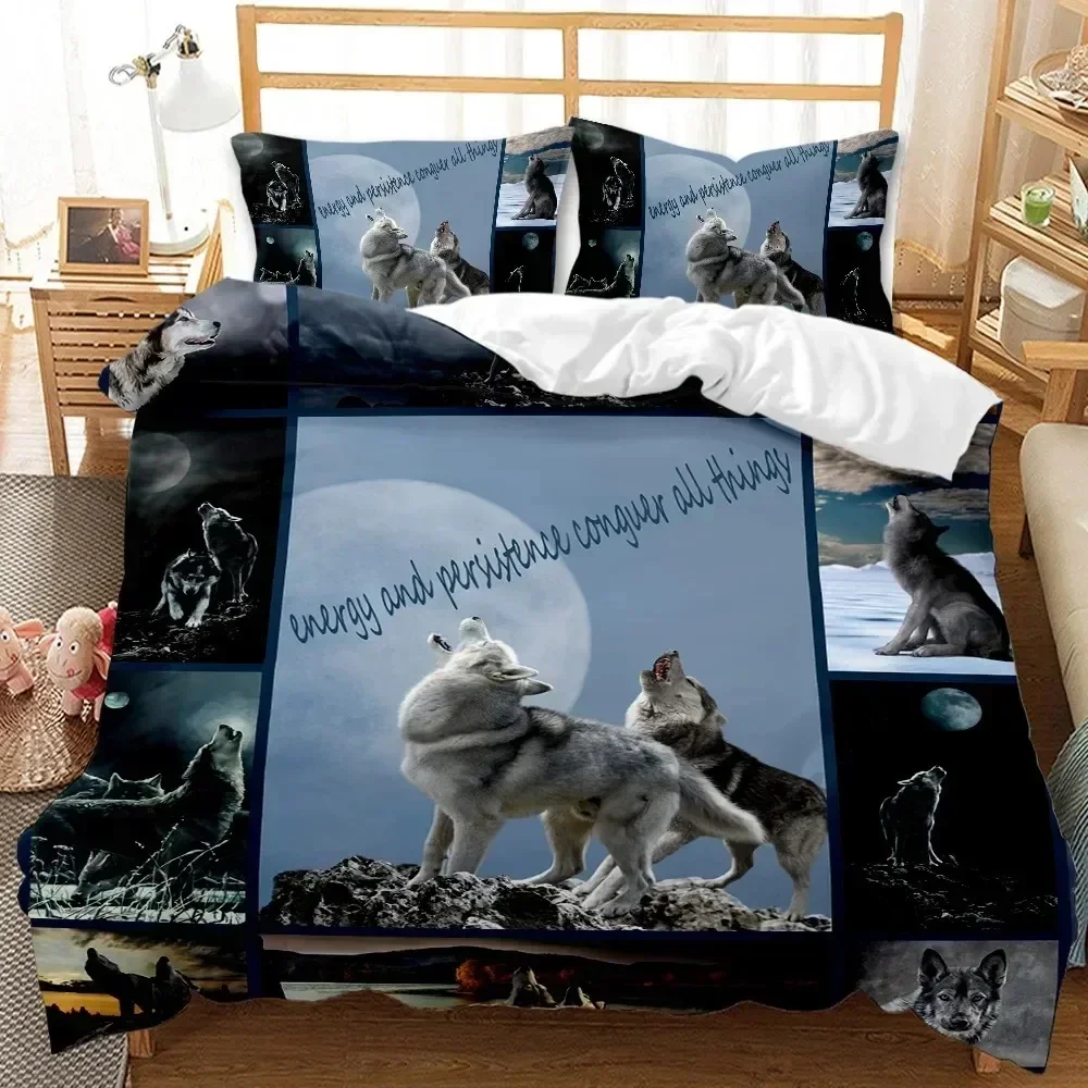 3D Printed Wolf Wild Snow Wolf Comfortable Duvet Quilt Cover Pillowcase Bedding Set Children Bedroom Decoration Home Textile