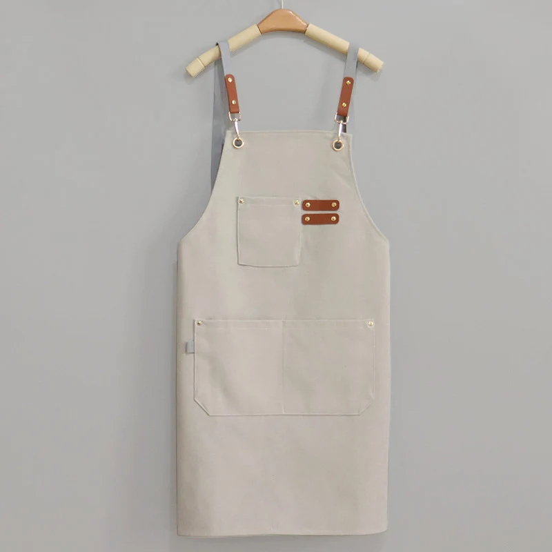 ผ้าแคนวาสเนื้อหนาผ้ากันเปื้อนแบบกันน้ำได้ใช้ในห้องครัวคาเฟ่ร้านทำเล็บชุดยูนิฟอร์มตัดผมสำหรับบริกรร้านดอกไม้ในสวน