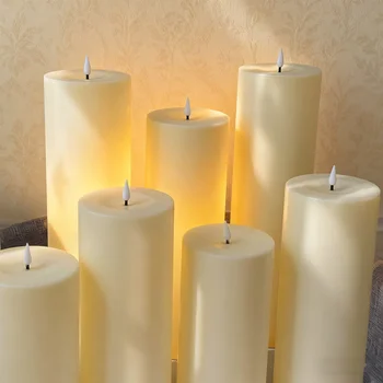 Outdoor Flameless Candle Portable Ambient Lighting Window Lamp Yellow LED Flickering Electric Pillar Candles for Camping Wedding 3