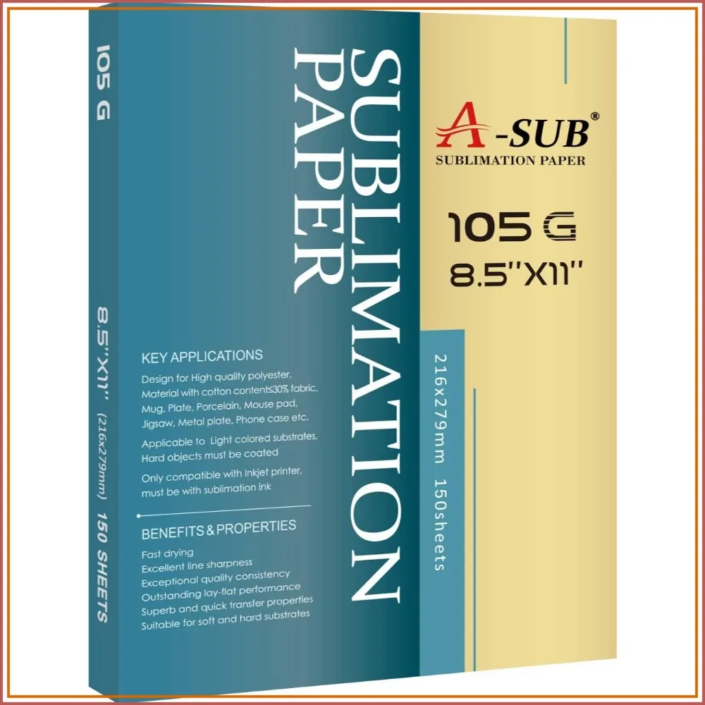 

150 Sheets Sublimation Paper 8.5x11 inch 105g for Inkjet Printer - High Transfer Rate