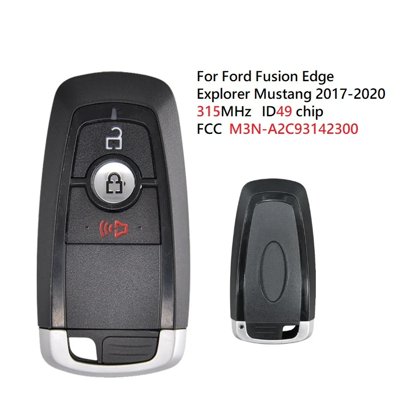 CN 018080   Dla Ford Fusion Edge Explorer Mustang 2017-2020 inteligentny klucz 315 MHz ID49 Chip FCC M3N-A2C 93142300