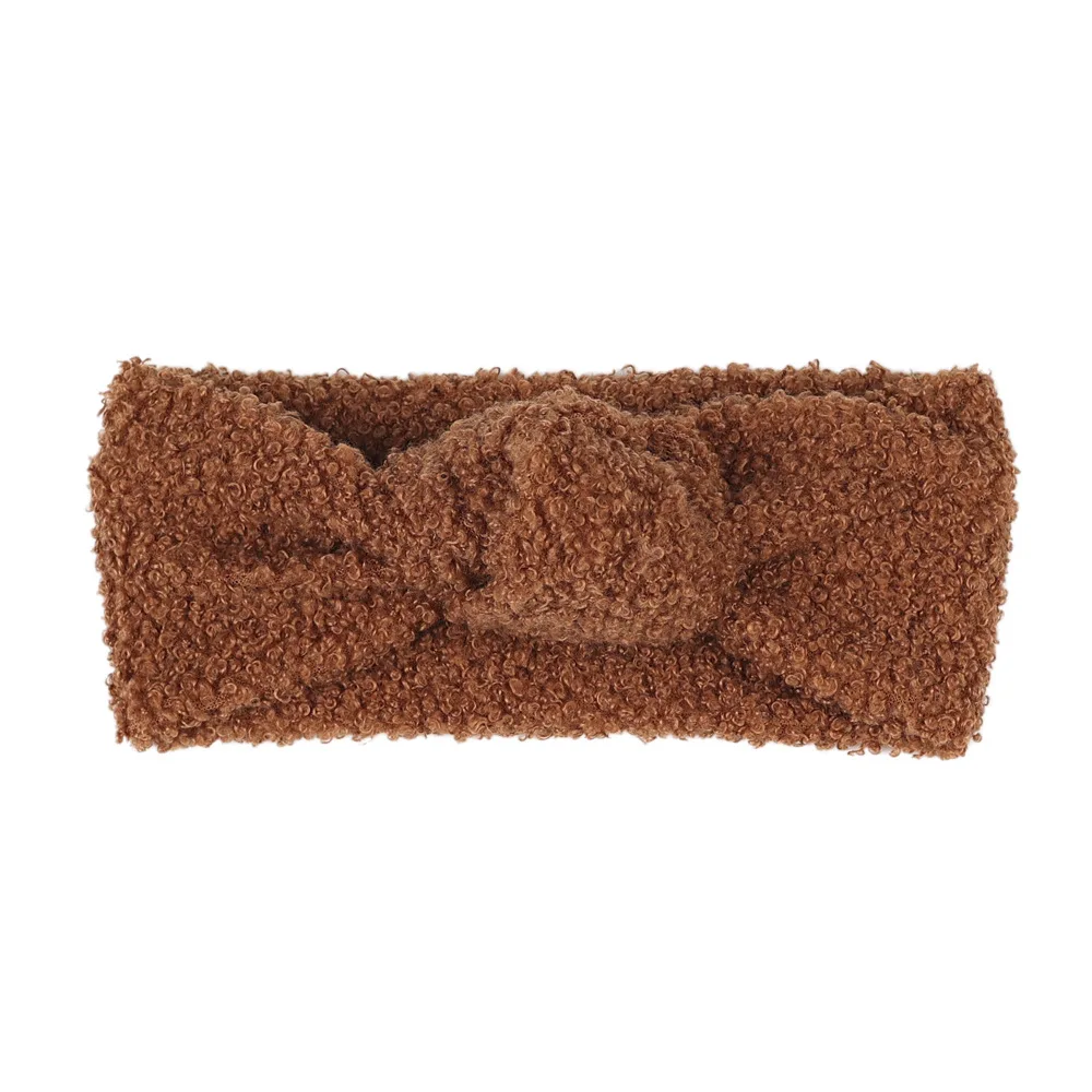 Baby Stirnbänder Teddy Stoff Stirnband Mädchen Haarband Knoten Top Turban Kinder Haarschmuck Neugeborenen Herbst Winter Headwrap – Detail 12