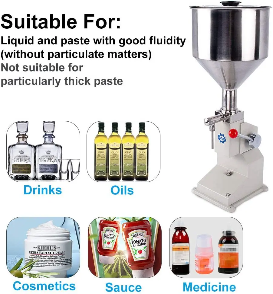 SUMEVE 5-50ml Manual liquid Paste Cream Oil Shampoo Cosmetic Liquid Paste Bottle Filling Machine Filler Machinery A03