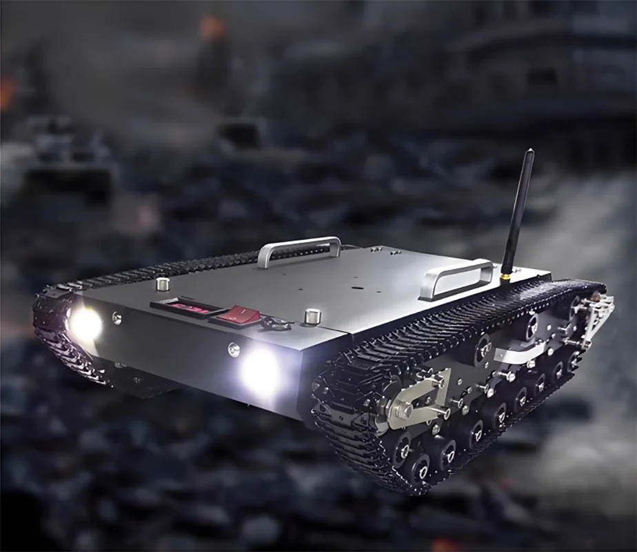 30Kg Load WT-500S RC Tank Metal Tracked Chassis Stainless Steel Robot Car Kit for Tank Support RC Handle Remote Control System