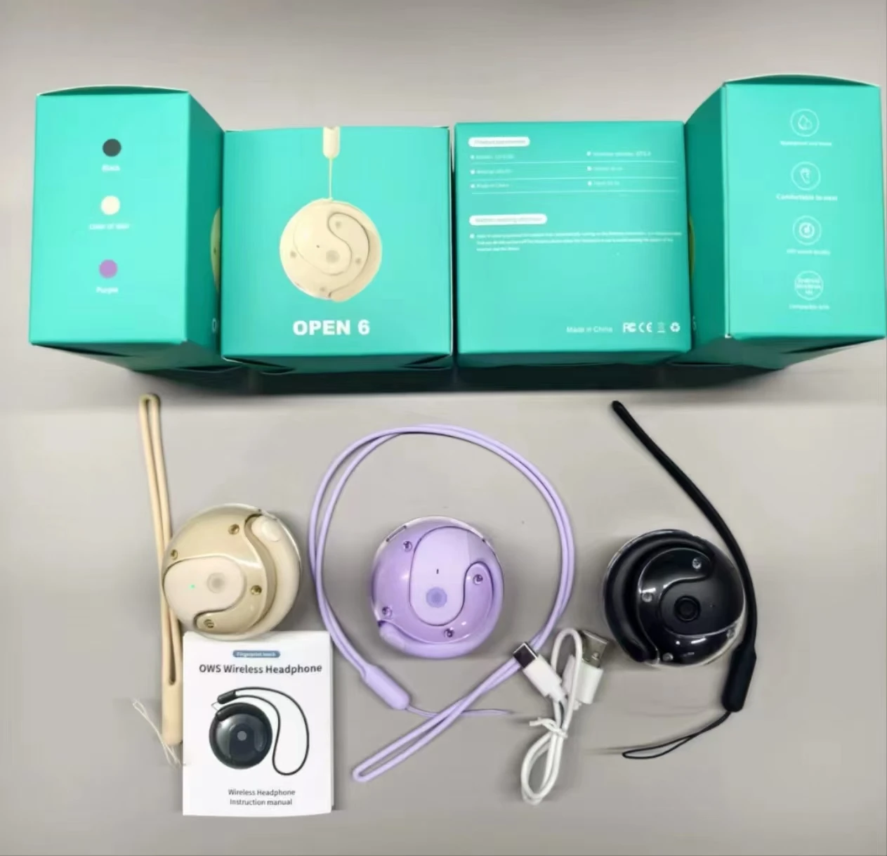 New feature small coconut ball TWS Bluetooth headset ear-mounted OPEN6 super lon