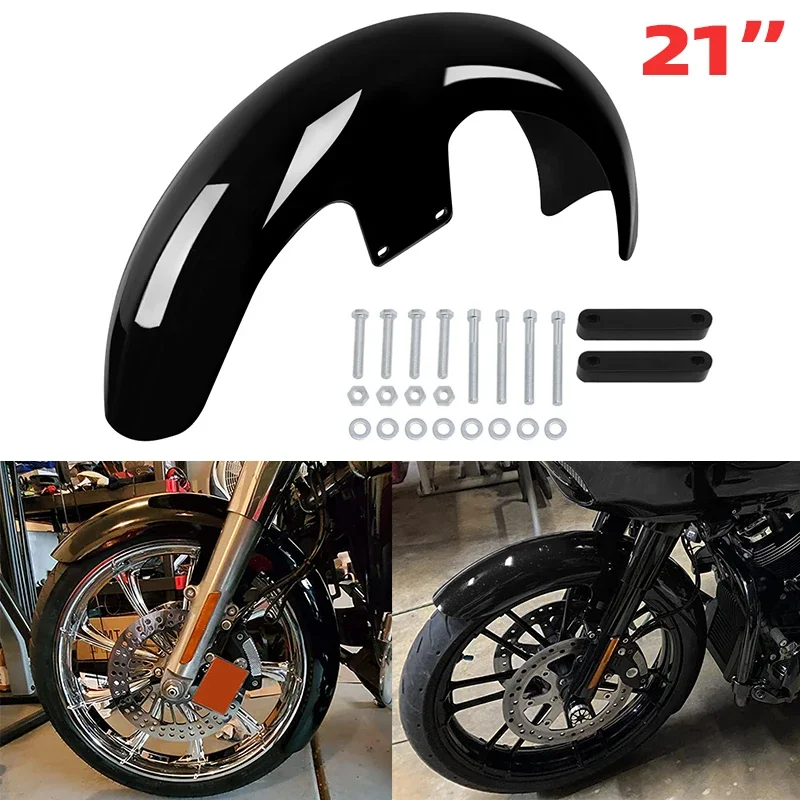 

1 Pc Motorcycle 21" Wheel Wrap Front Fender Bright Black Mudguard For Harley Touring Road King Electra Street Glide FLTR FLHT