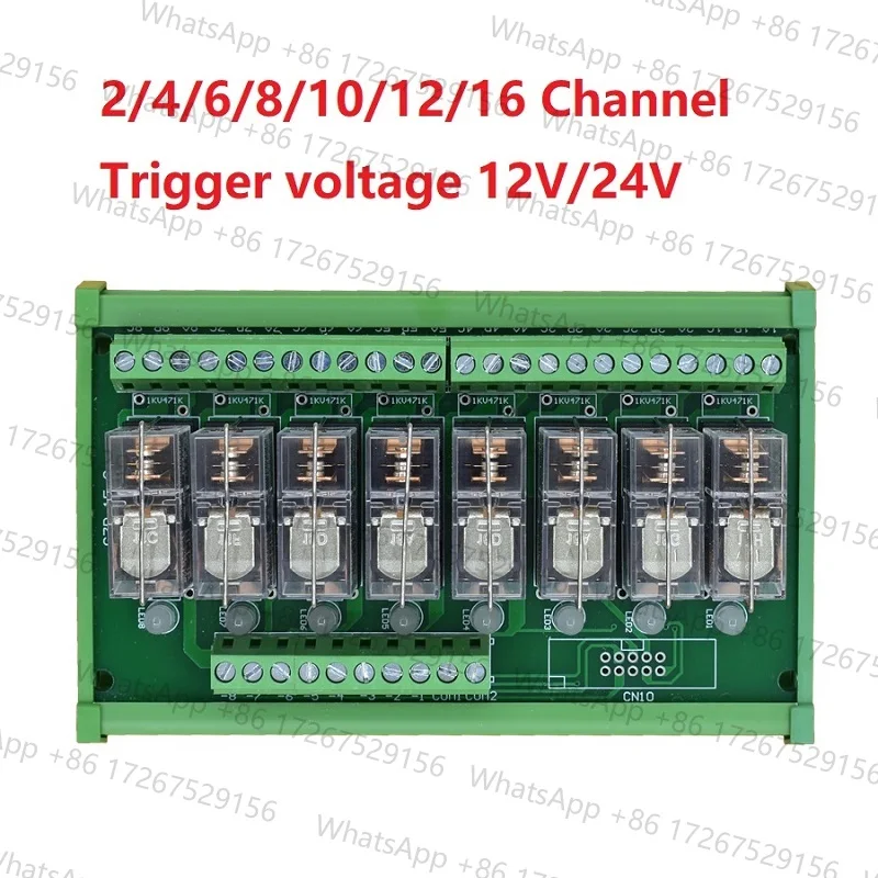 

2/4/6/8/10/12/16 Channel PLC Output Signal Amplifier 16A 8PIN Relay Module Trigger Voltage 12V 24V 1NO+1NC NPN/PNP Compatible