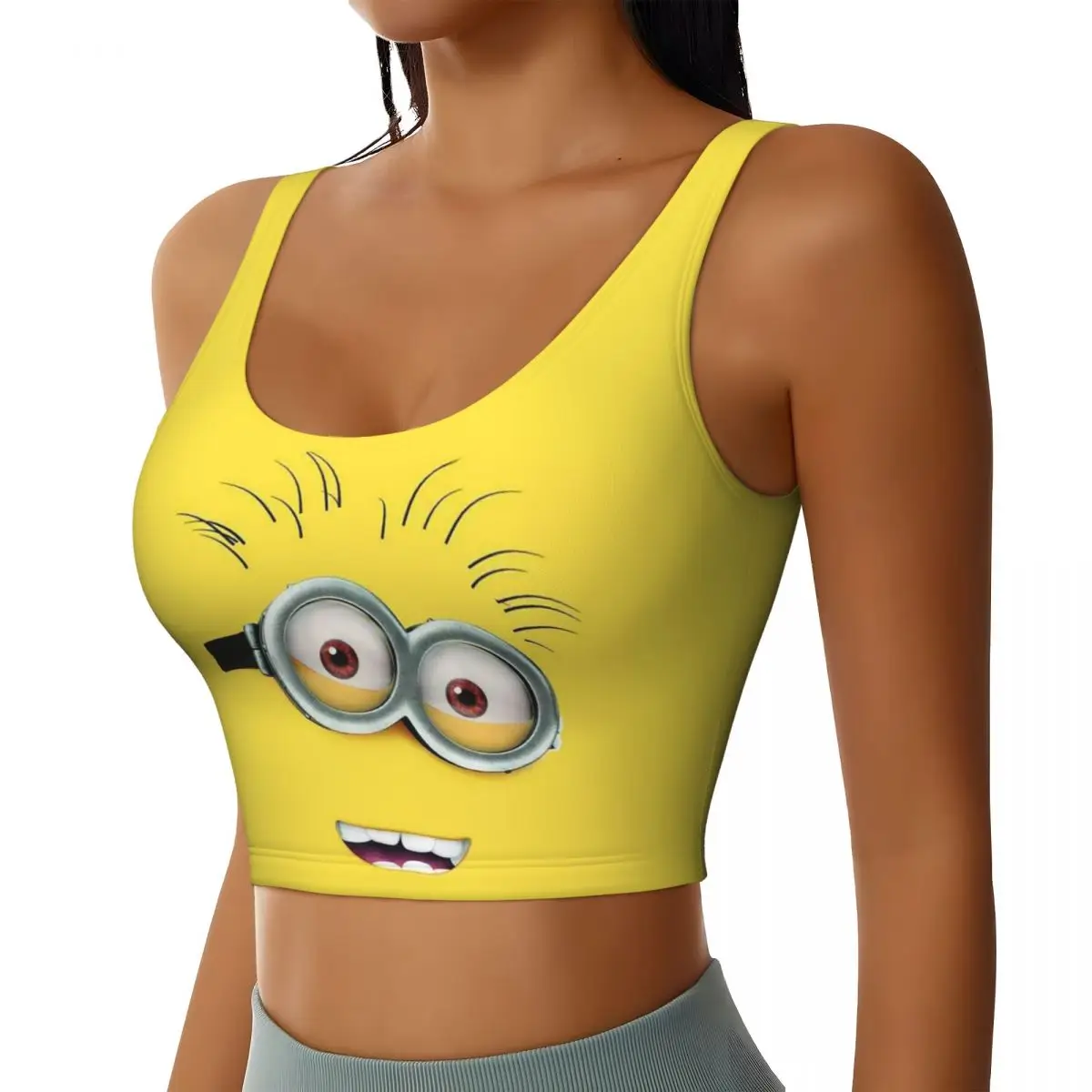 Custom High Impact Minions Sports Bra Women Manga Gym Workout Yoga Crop Top