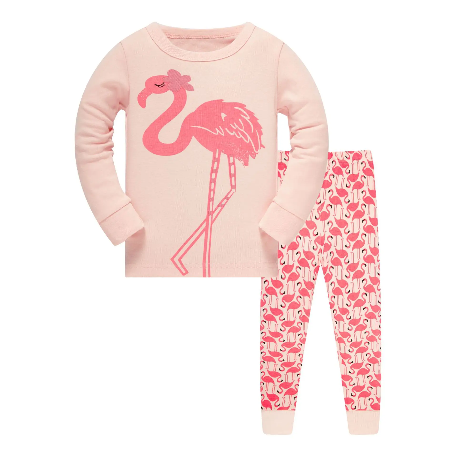 

Jumping Meters 3-8T Flamingo Print Autumn Winter Girls Sleepwear Fashion Children's Home Clothes Kids Pyjamas Costume