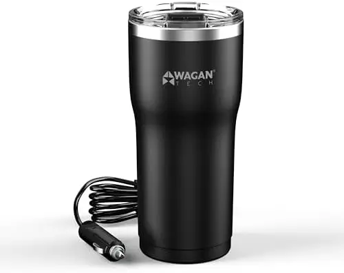 

Термокружка Wagan 16oz с подогревом, автомобильный подогреватель кофе 12В с USB-C PD20W, черная