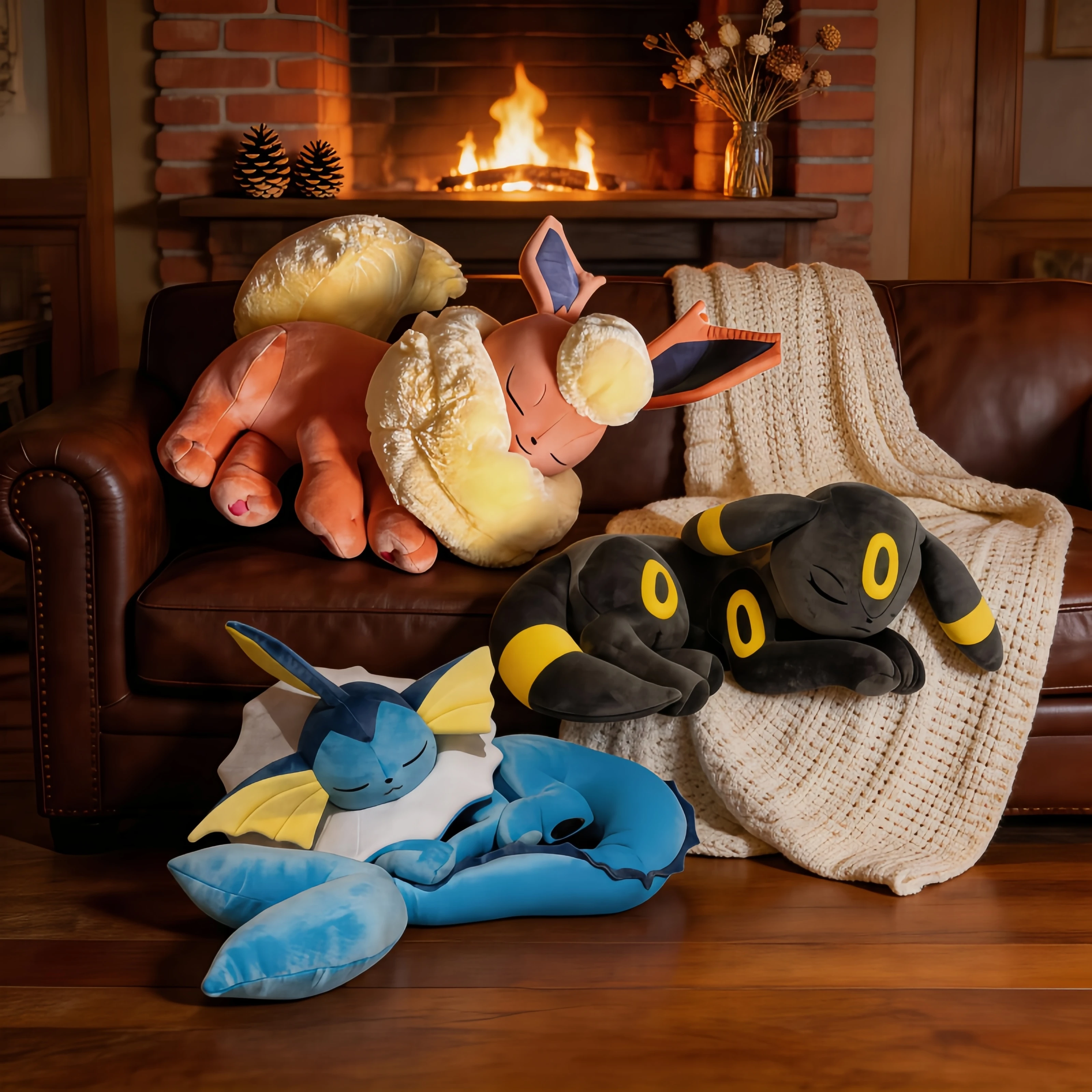 

Pokemon Plush Doll Eevee Evoli Sleep Plush Vaporeon Flareon Umbreon Pikachu Peluche Gengar Sprigatito Stuffed Toys Cartoon Gift