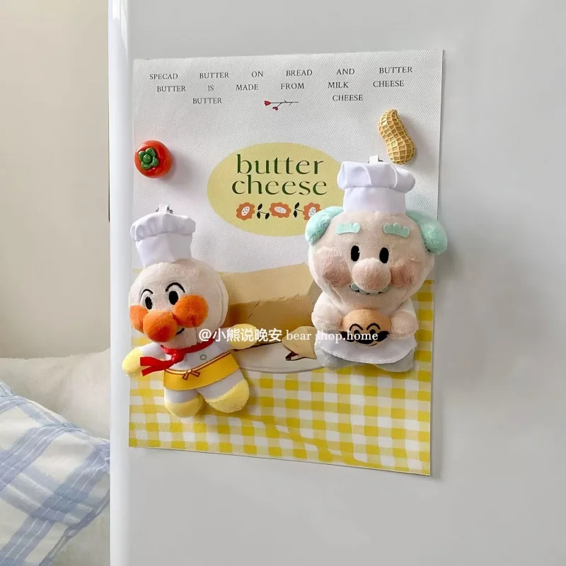 Anime Anpanman Jam's Uncle White Chef's Uniform Plush Fridge Magnet Magnetic Entry Door & Home Decoration Valentine's Day Gift