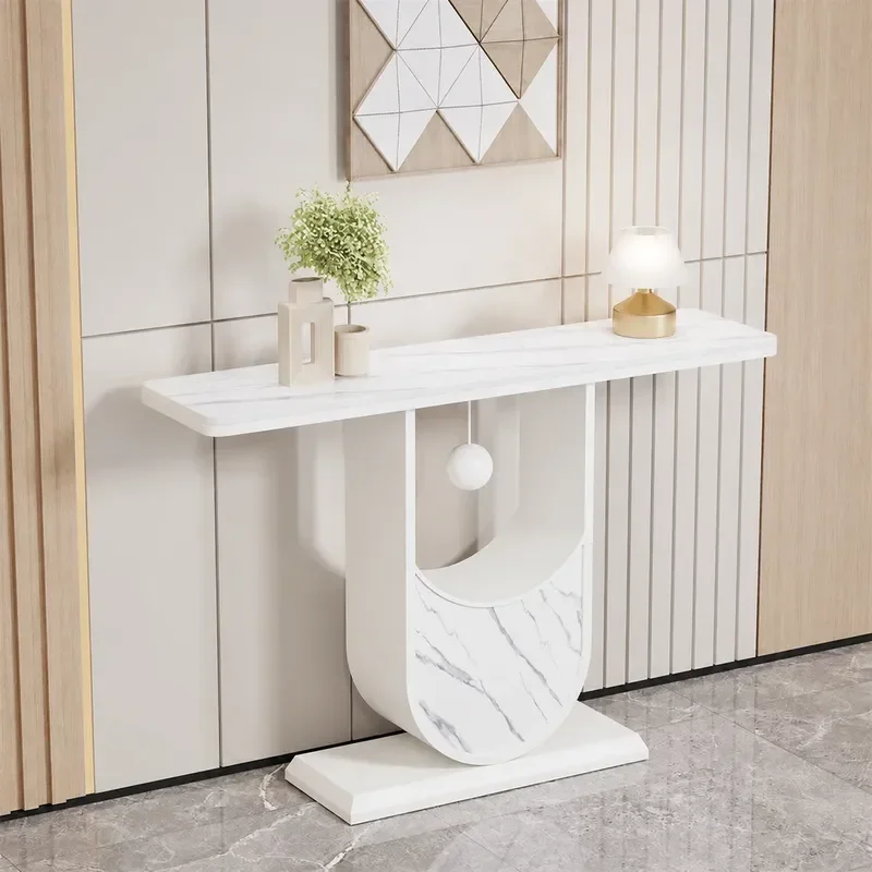 Modern Italian Rock Slab Entryway Table Simple Luxury Living Room Wall Console Cabinet End View Side Table for Home Decor