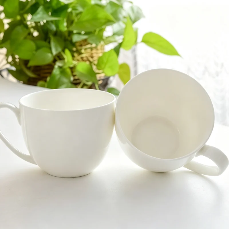 700ML, plain white bone china morning cup, porcelain breakfast cereal mug, ceramic mugs coffee cups, milk tea large mug, bowl view 5