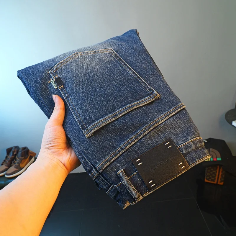 Fashion jeans men's spring and autumn European station embroidery casual straight-leg loose long harem pants