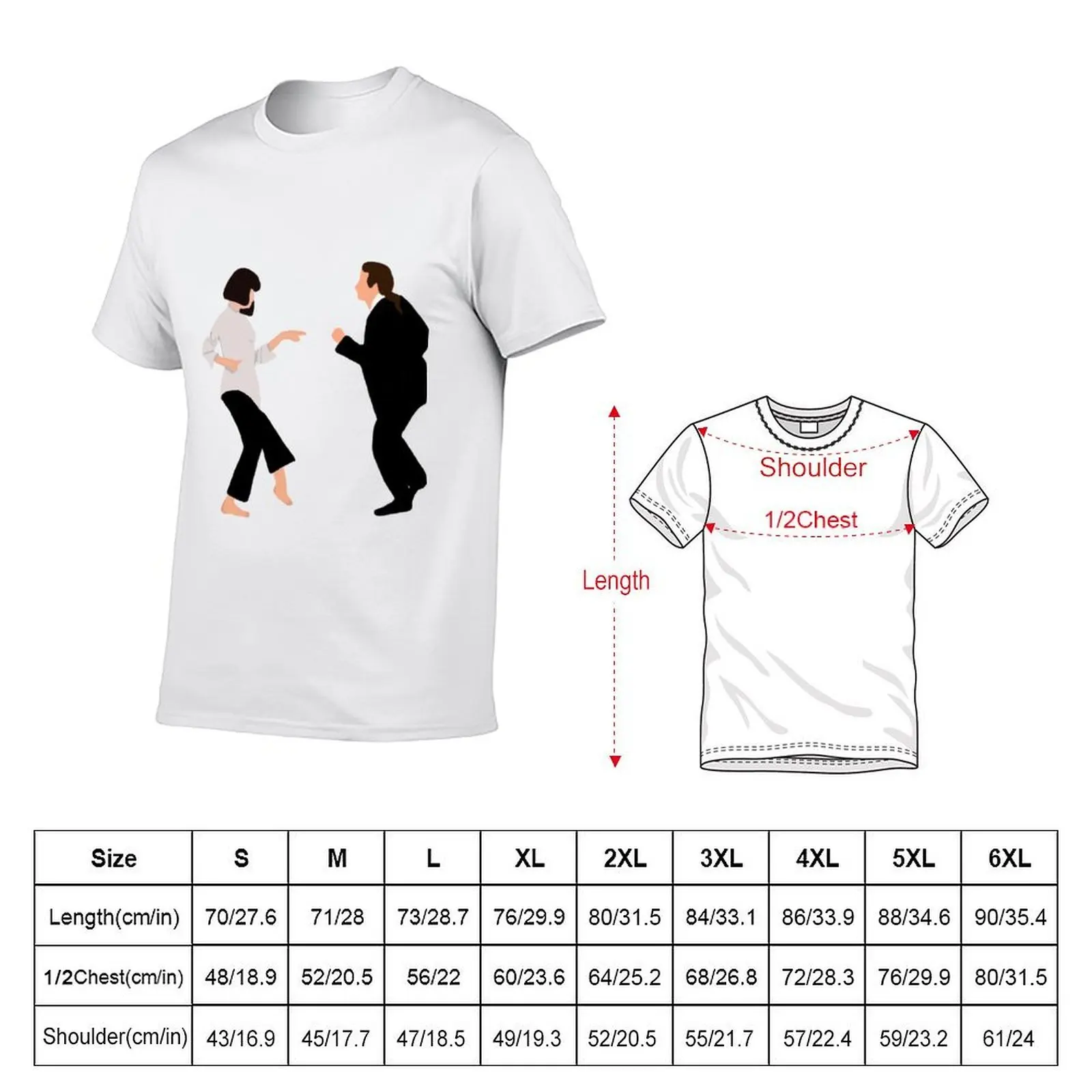 Vincent Vega & Mia Wallace twist contest T-Shirt anime t shirts for man cotton tshirt 100% T-Shirt