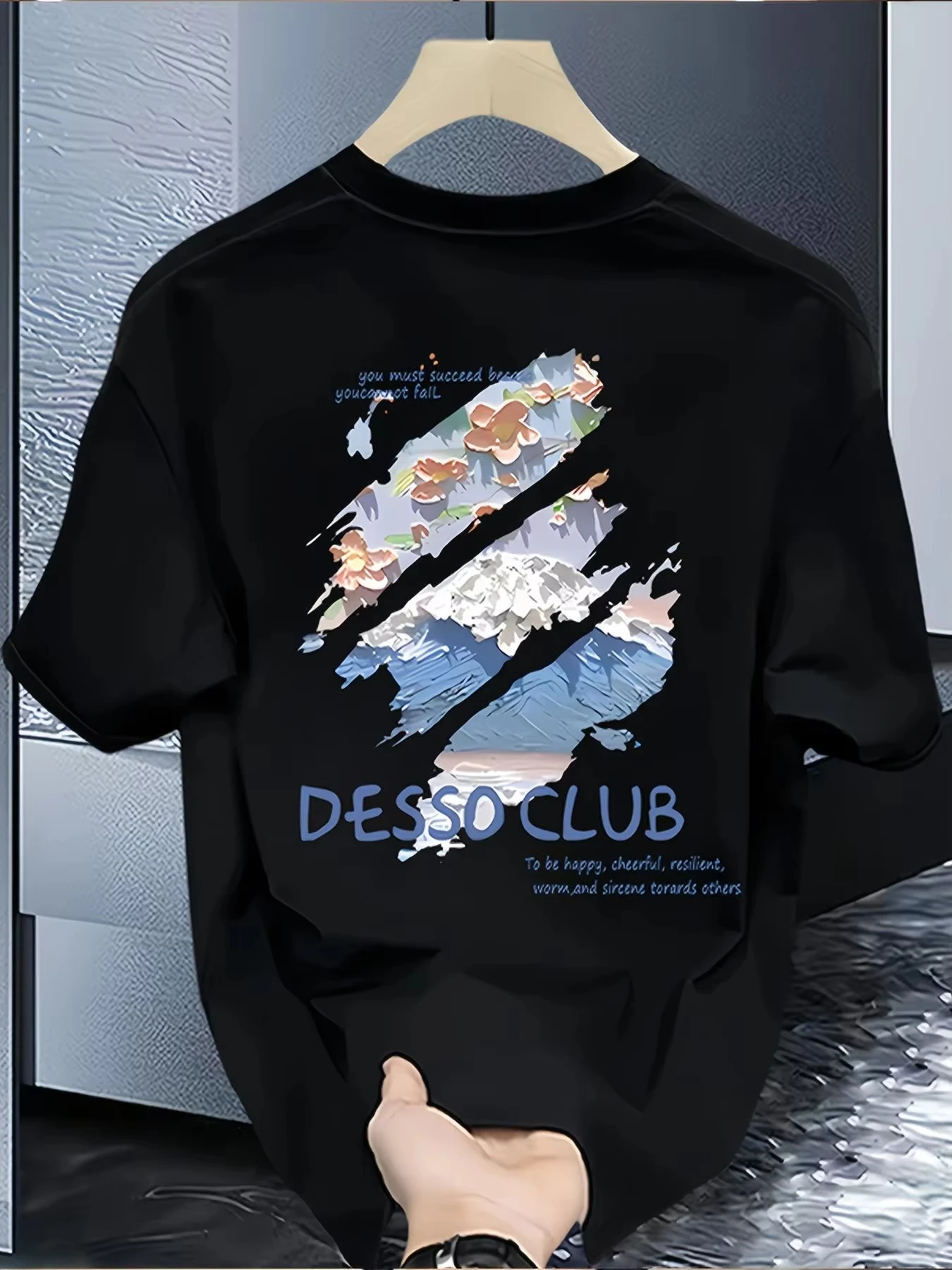 Mountain Scenery Art Print Graphic Tee for Men Breathable Cotton Perfect for Summer Men's and Women's Casual T Shirt Streetwear